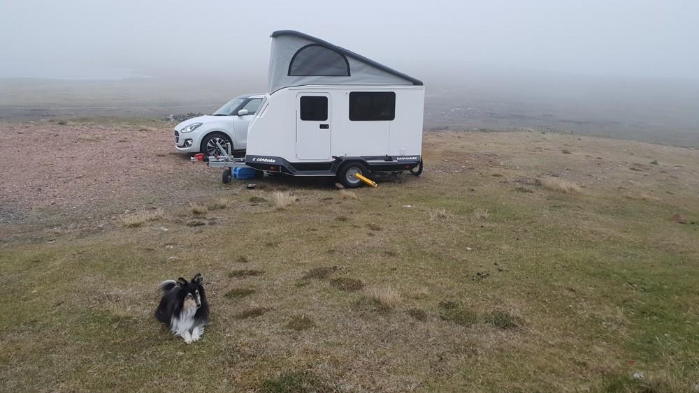 Shetland harbour with fishing boats